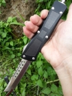 Microtech combat 碳纤柄战斗恐龙直跳自动刀